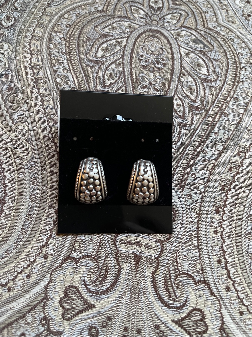 Silver Plated Textured Hoop Earrings